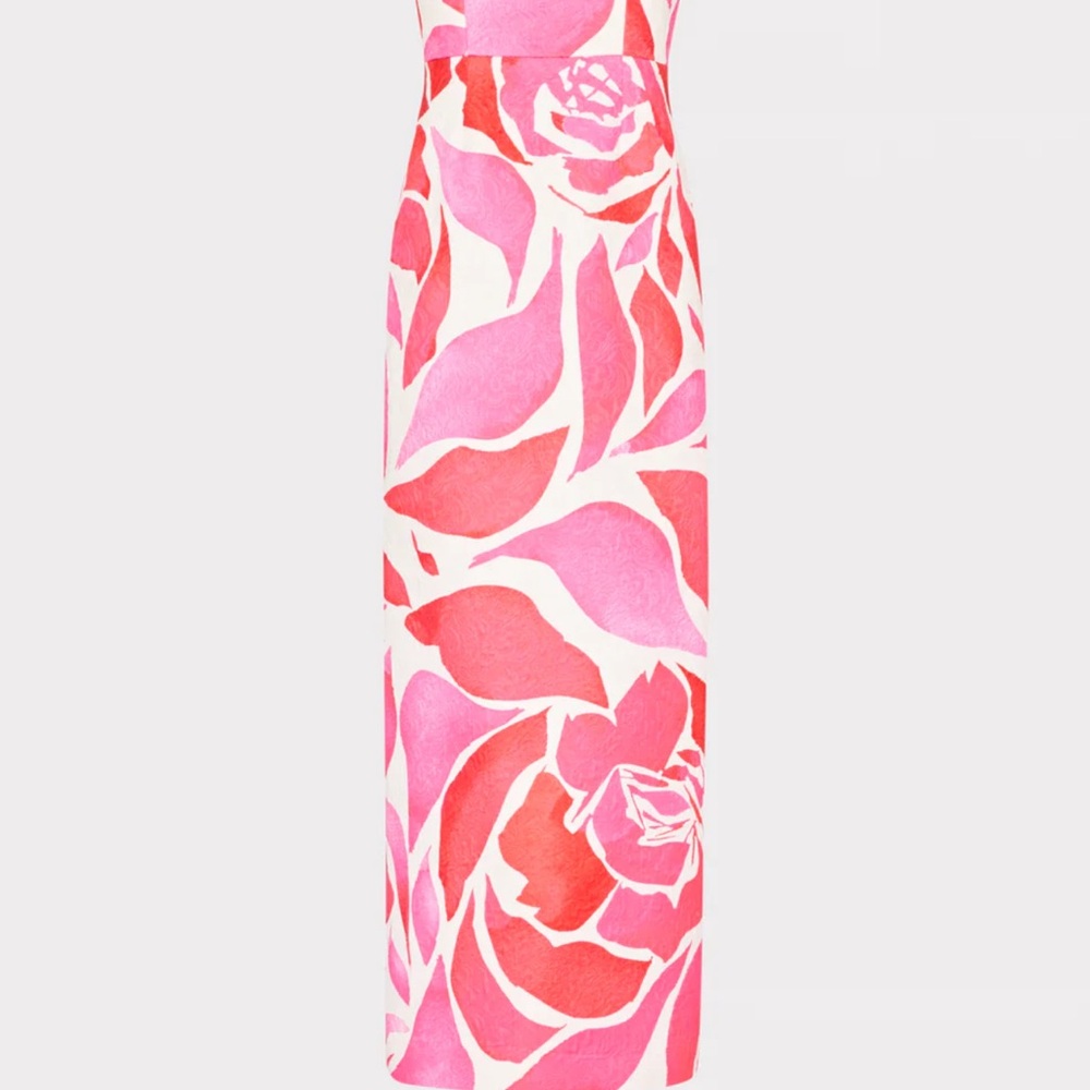 Milly Strapless Dress in Pink and Red Floral